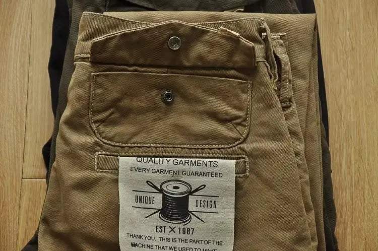 Pantalones Cargo Hombre Americano Retro - Workwear Resistentes Rectos
