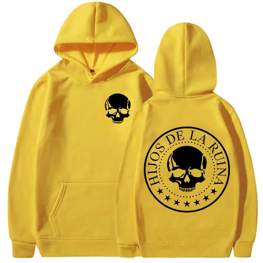 Sudadera Gothic Skull Hombre - Hoodie Manga Larga Hip-Hop Retro