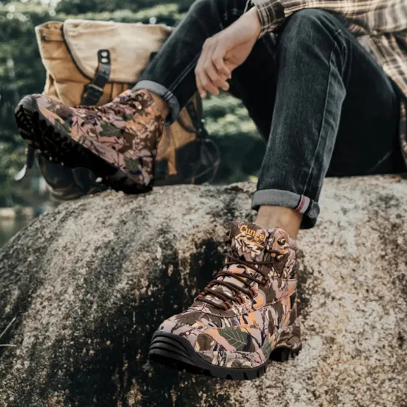 Botas Hombre Camuflaje Caza - High-Top Transpirables Deportivas Outdoor Senderismo Resistentes Impermeables Montañismo