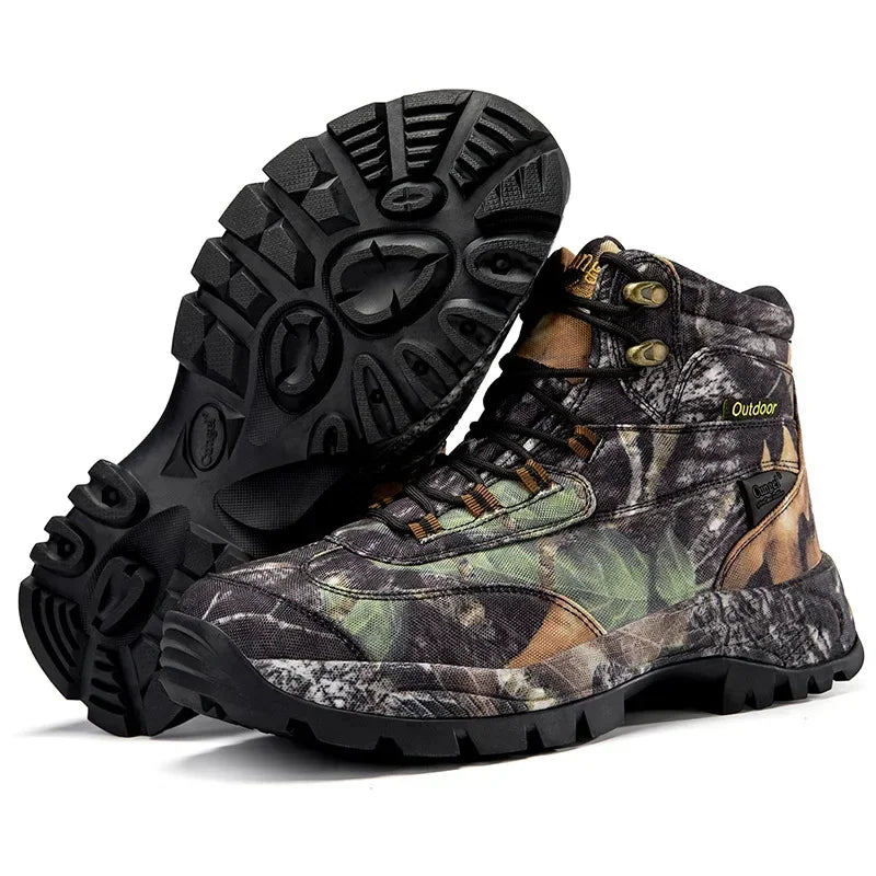 Botas Hombre Camuflaje Caza - High-Top Transpirables Deportivas Outdoor Senderismo Resistentes Impermeables Montañismo