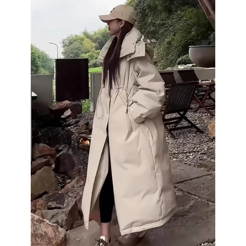 Abrigo Plumón Mujer Capucha - Abrigo Trench Medio Largo Pato Invierno