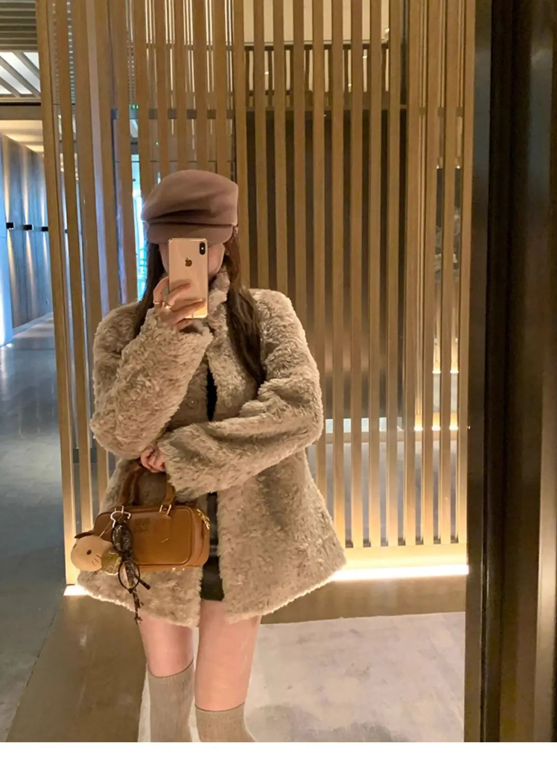 Chaqueta Piel Cordero Mujer Eco - Chaqueta Cuello Alto Coreana Invierno 2025