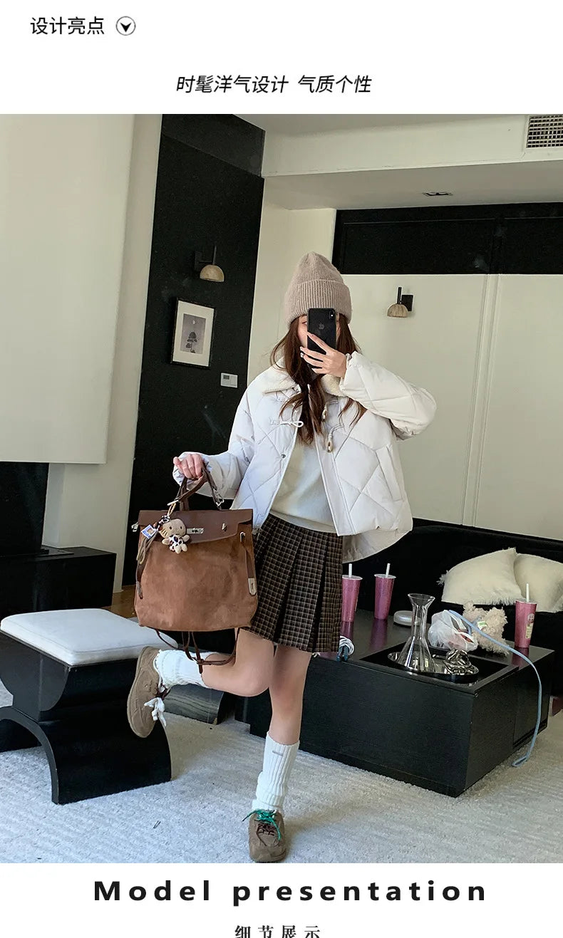 Chaqueta Algodón Mujer Tendencia - Chaqueta Estilo Chino Cuello Lana 2025