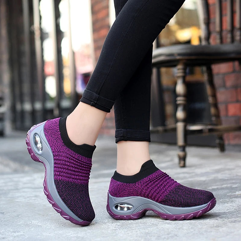Sneakers Chunky Plataforma Mujer - Zapatillas Tejidas Casual Loafers