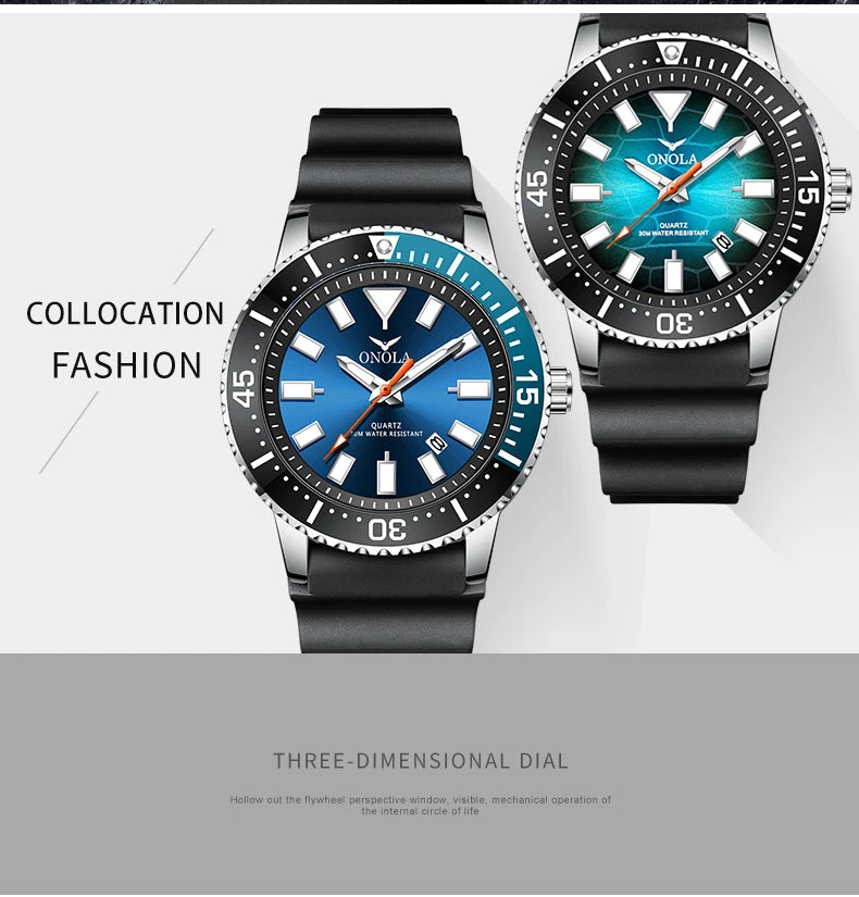 Reloj de Cuarzo ONOLA 3850 Premium para Hombre - Resistente al Agua con Calendario Luminoso