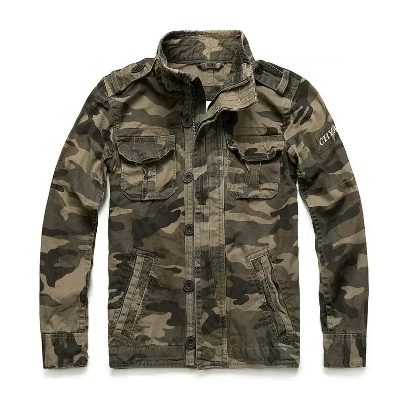 Chaqueta Hombre Denim Cargo M65 - Multi-Bolsillos Outdoor Casual Militar