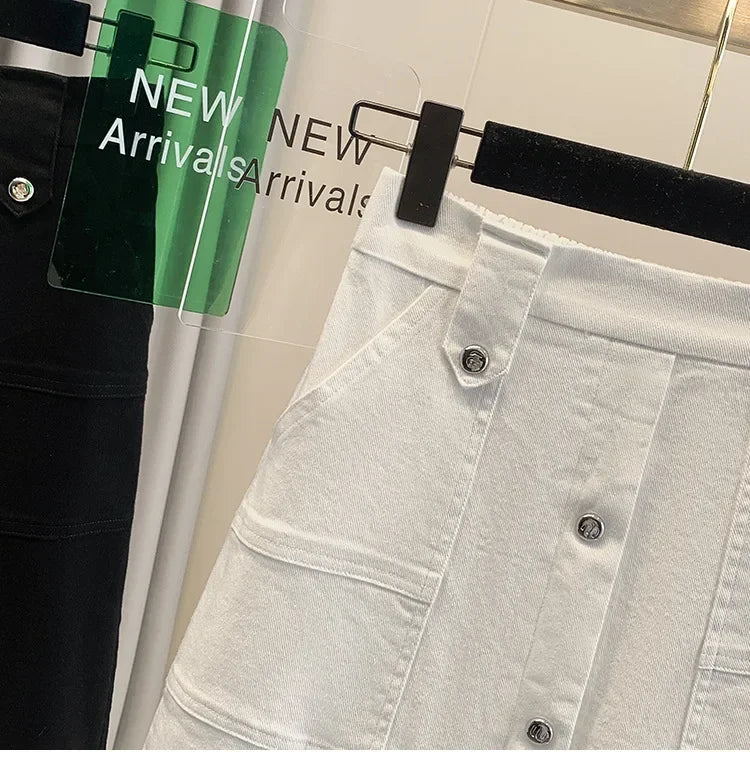 Falda Mujer Denim Tallas Grandes Primavera - Midi Cintura Alta Elástica