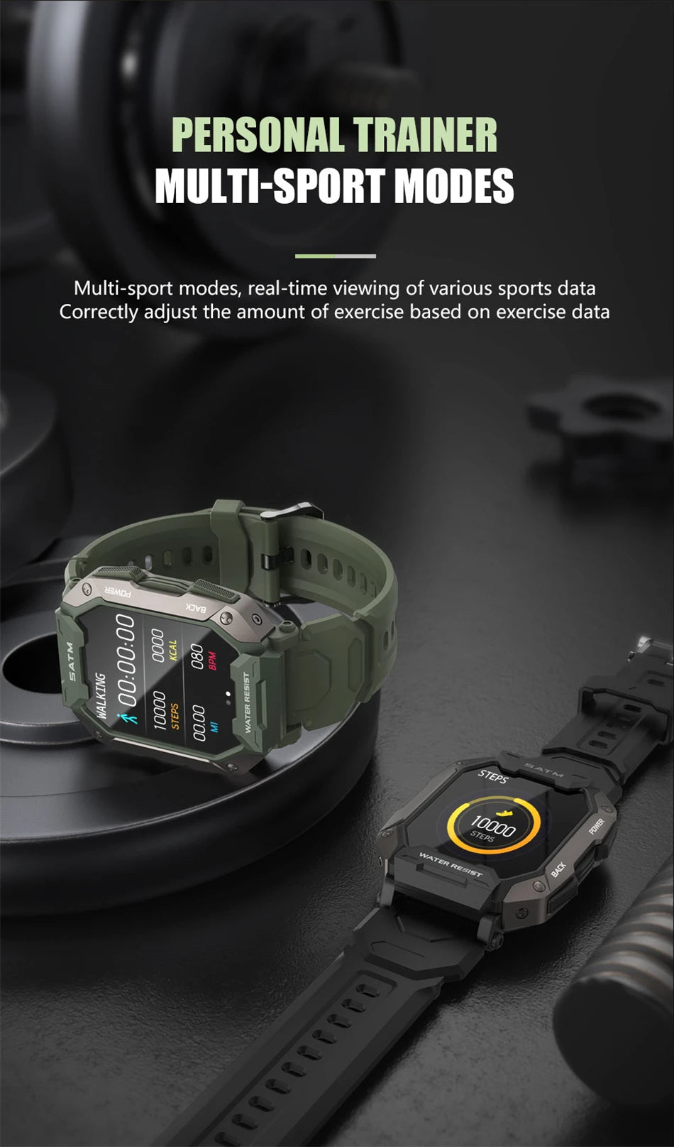 Smartwatch IP68 ATM Natación - Deportivo Outdoor Fitness Tracker Salud para Android iOS