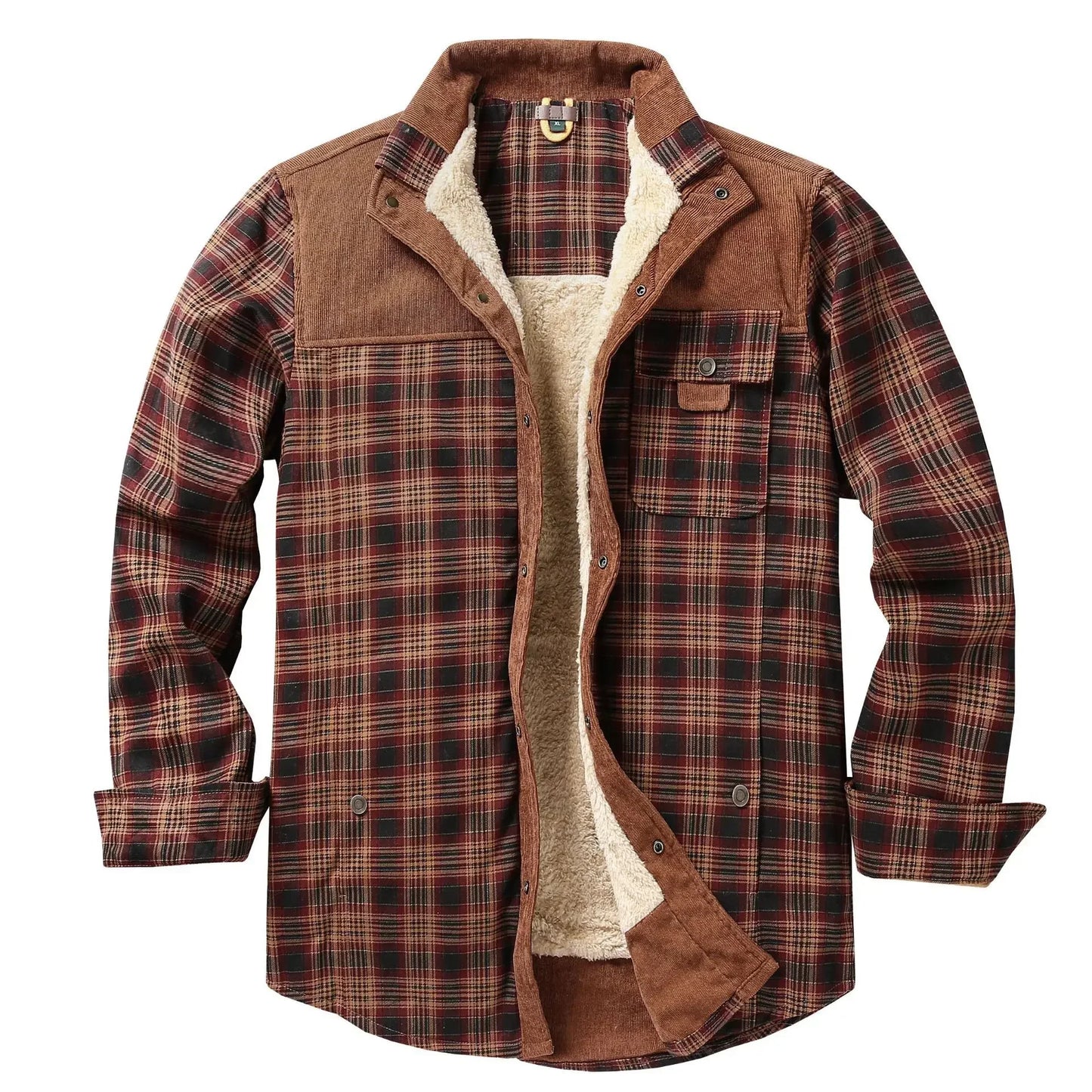 Camisa Hombre Cuadros Forro Polar Invierno - Europea Americana Casual Gruesa Algodón Chaqueta S-XXXXL