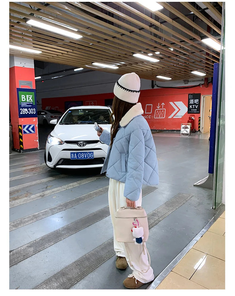 Chaqueta Algodón Mujer Tendencia - Chaqueta Estilo Chino Cuello Lana 2025