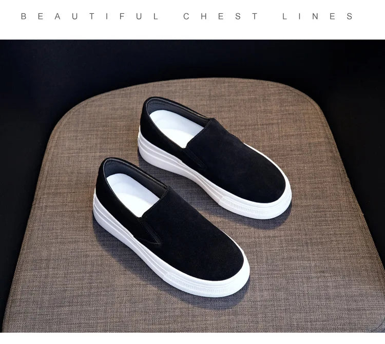 Zapatos Primavera Mujer Piel - Sneakers Lazy Plataforma Suela Gruesa Ligeros