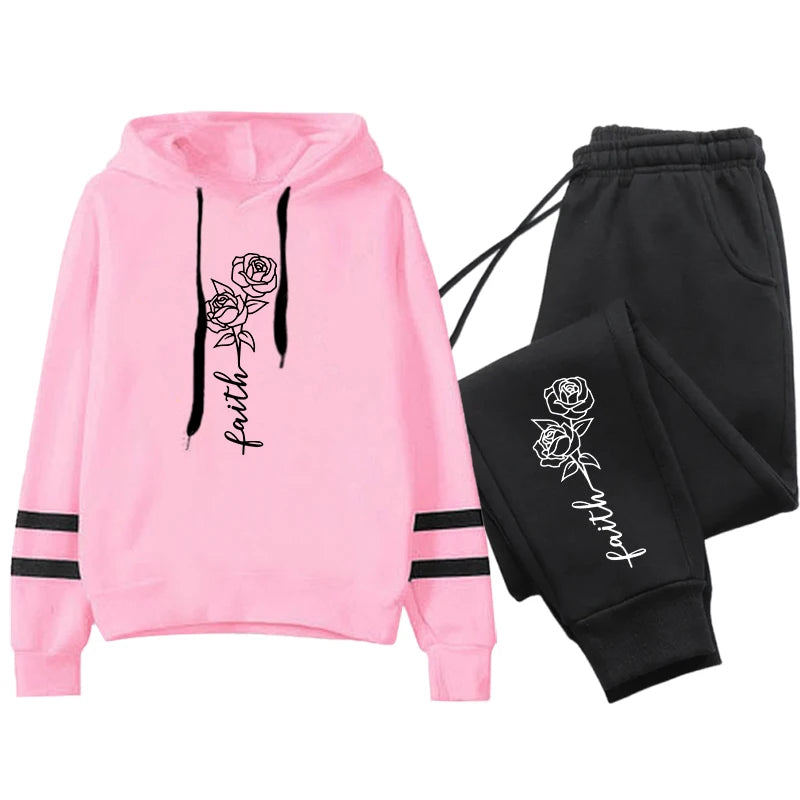 Conjunto Mujer Jogging Otoño Invierno - Sudadera Rayas Casual Outdoor