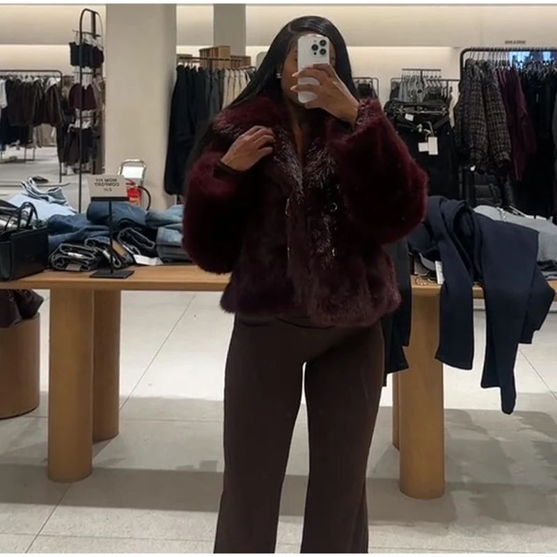 Chaqueta Mujer Elegante PU Piel - Chaqueta Solapa Doble Botón 2025