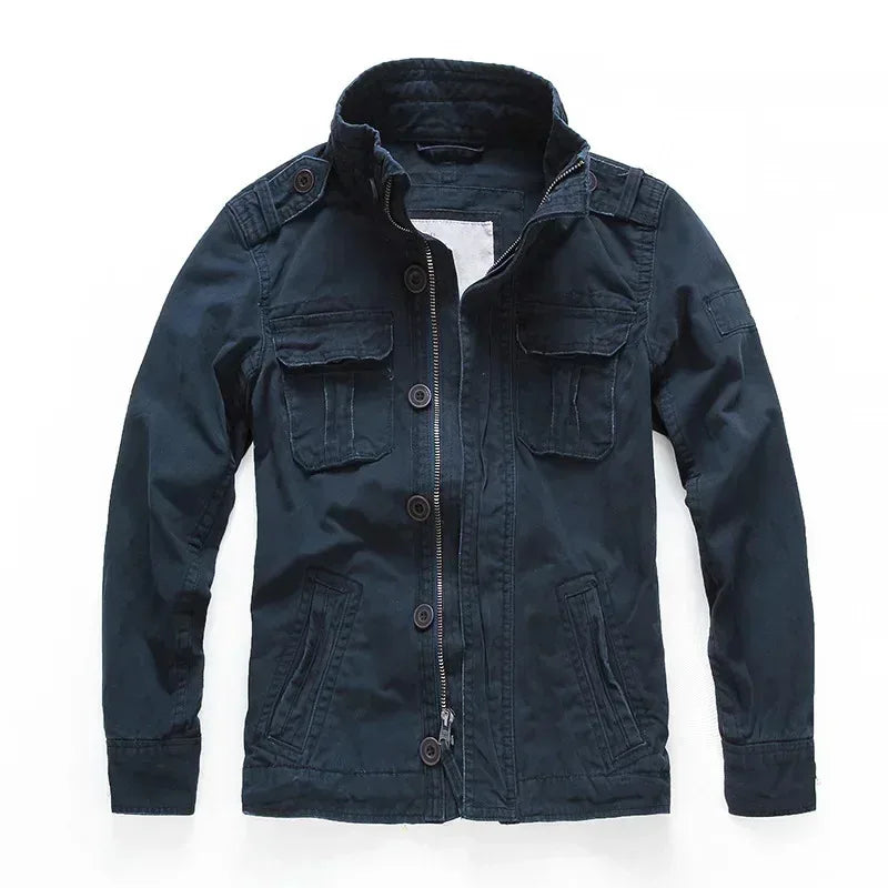 Chaqueta Hombre Denim Cargo M65 - Multi-Bolsillos Outdoor Casual Militar