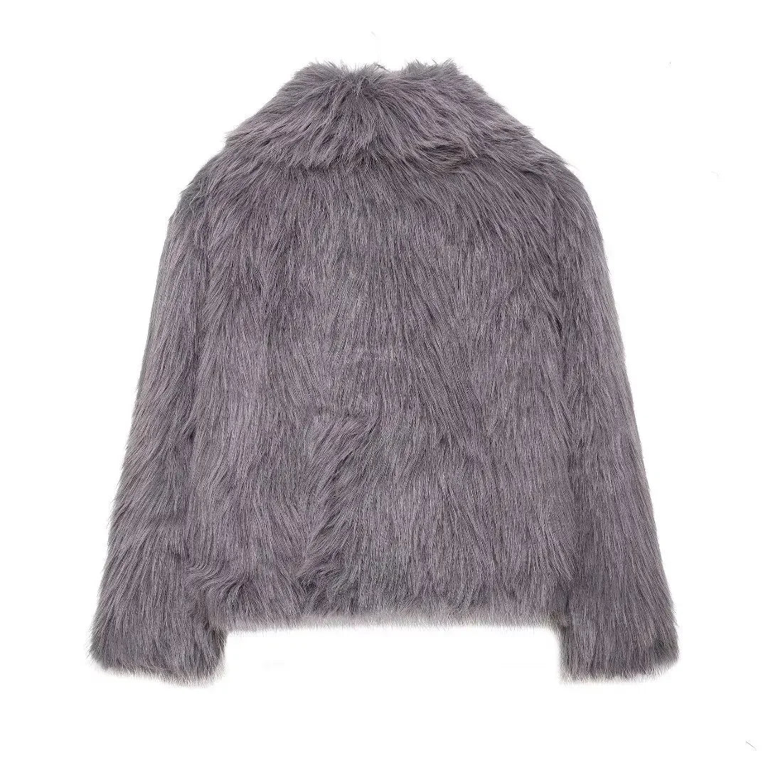 Abrigo Piel Artificial Mujer Invierno - Abrigo Cuello Alto Cortavientos