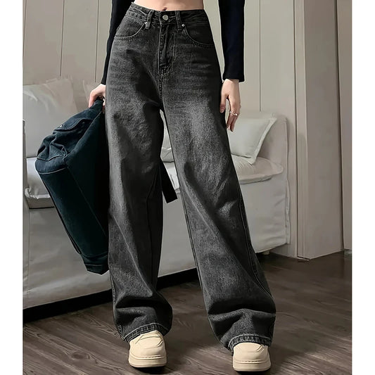 Jeans Grises Mujer Holgados - Pantalón Streetwear Cintura Alta