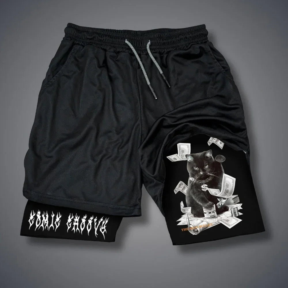 Shorts Deportivos Hombre 2 en 1 Gothic - Pantalones Running Fitness Patrón Gótico Verano