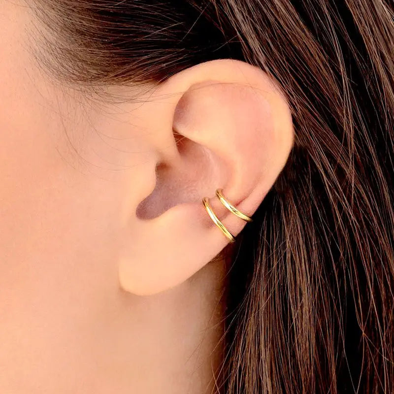 Pendientes Clip Dorado Minimalistas - Sin Perforación Cartílago Mujer
