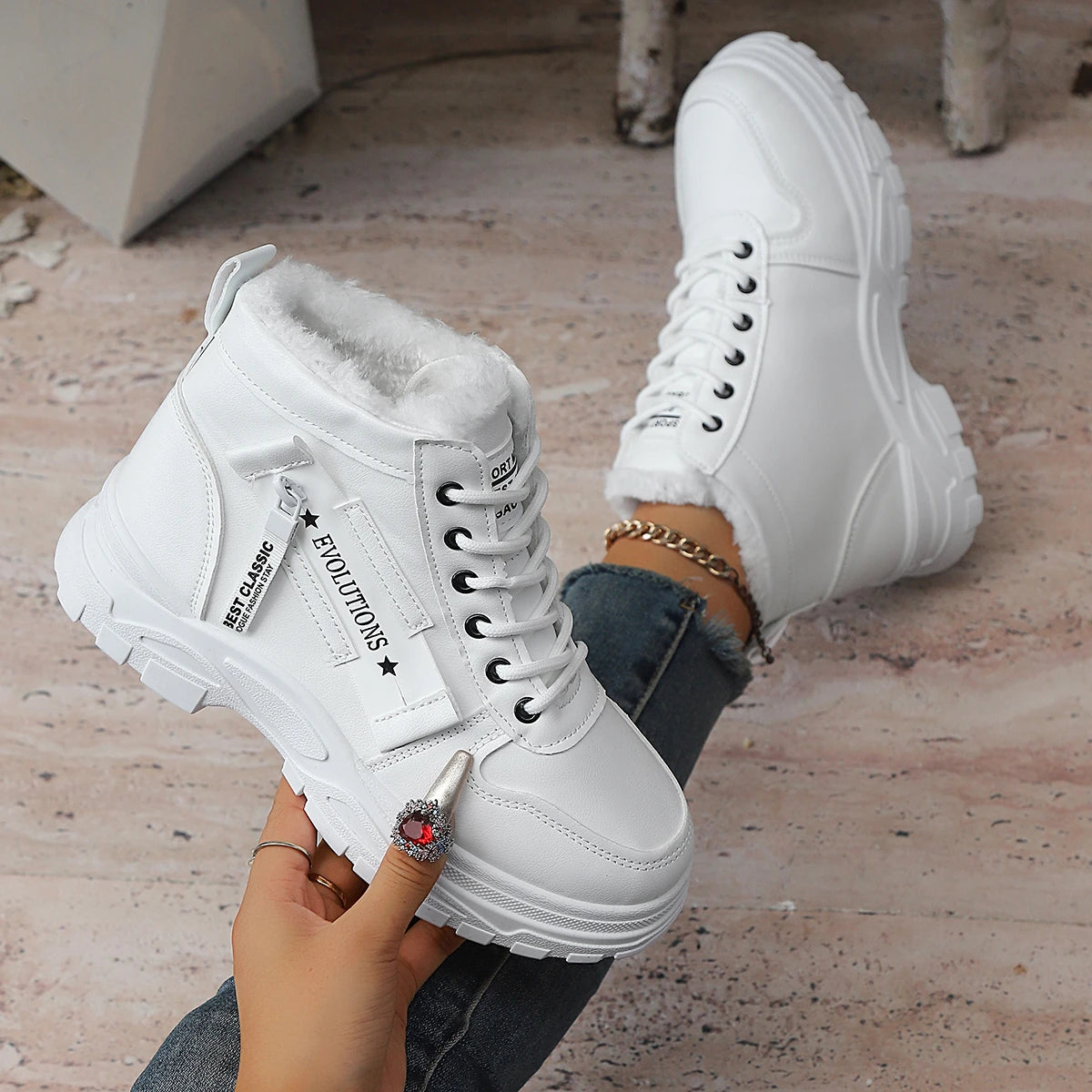 Sneakers Invierno Mujer Botas Nieve - Zapatillas Plataforma Impermeables Cálidas