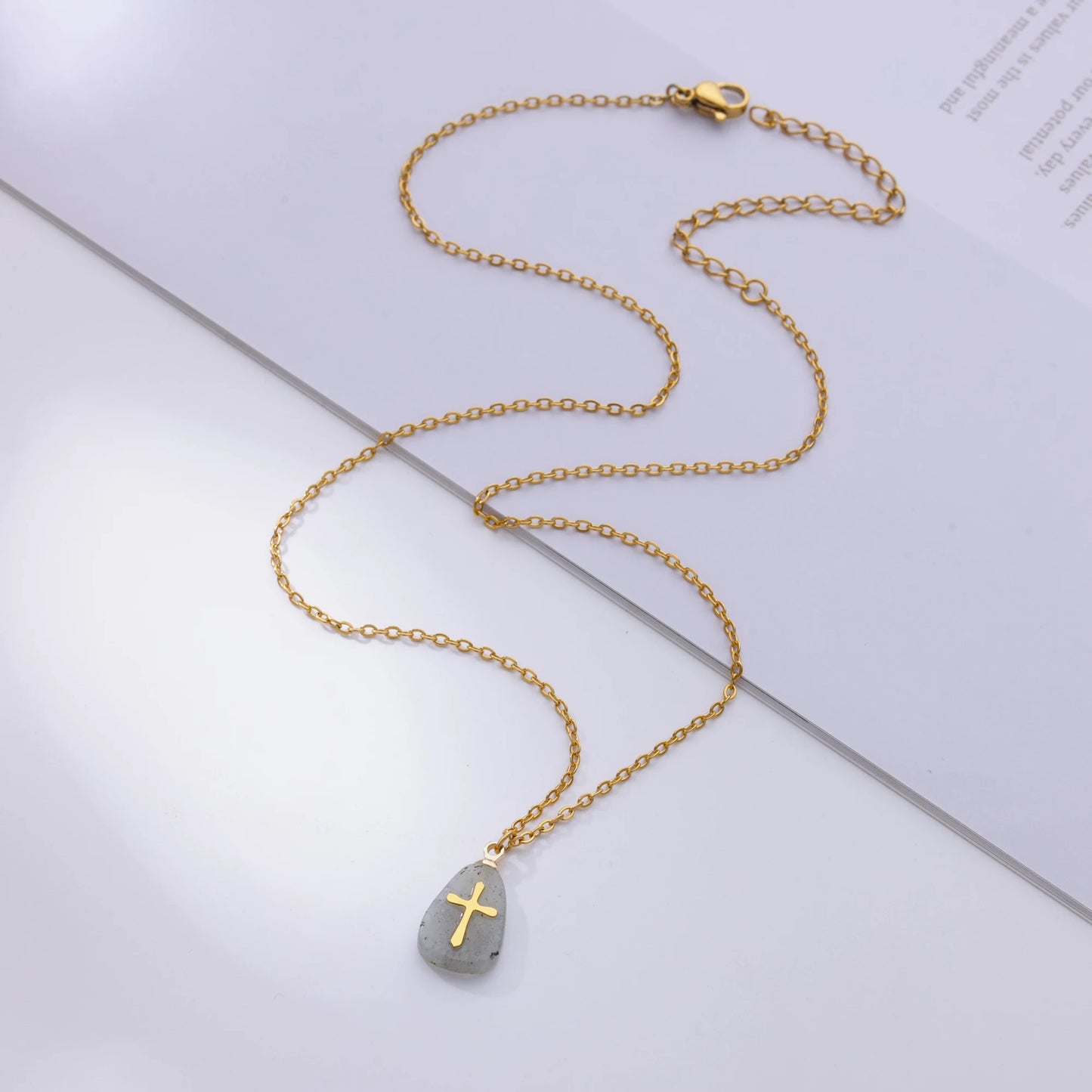 Collar Cruz Piedras Coloridas Mujer - Colgante Acero Inoxidable Dorado