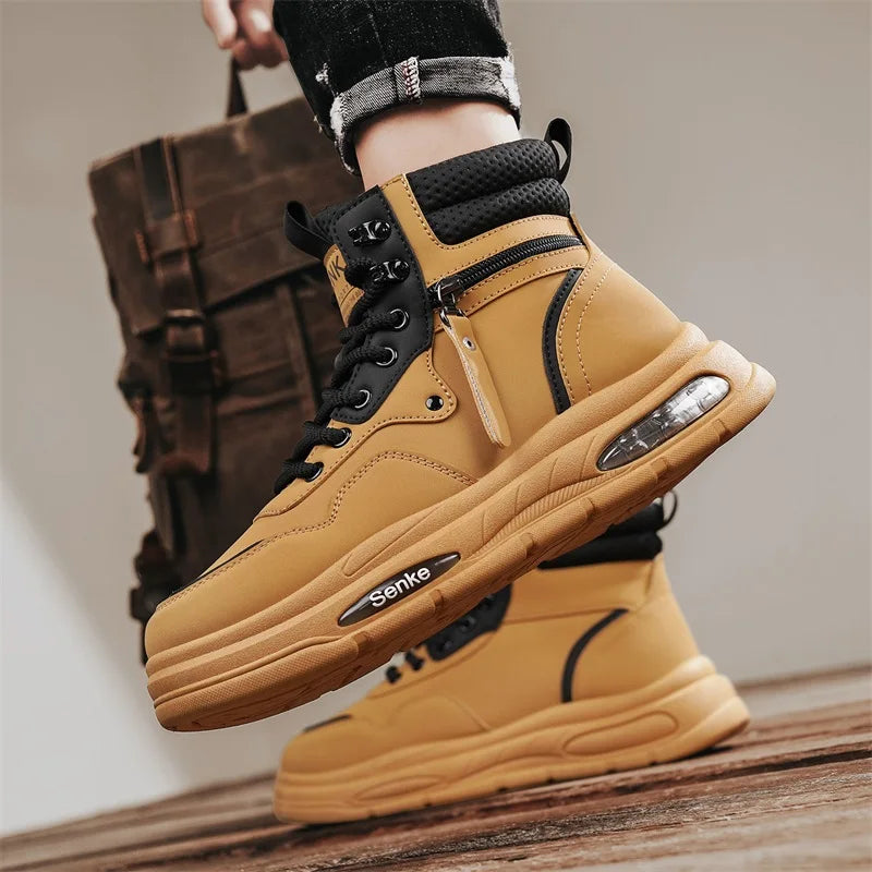 Botas Hombre Tobillo Invierno - Casual Cowboy Combat Tactical Motocicleta Cuero Chelsea Trabajo Outdoor Senderismo Luxury Designer