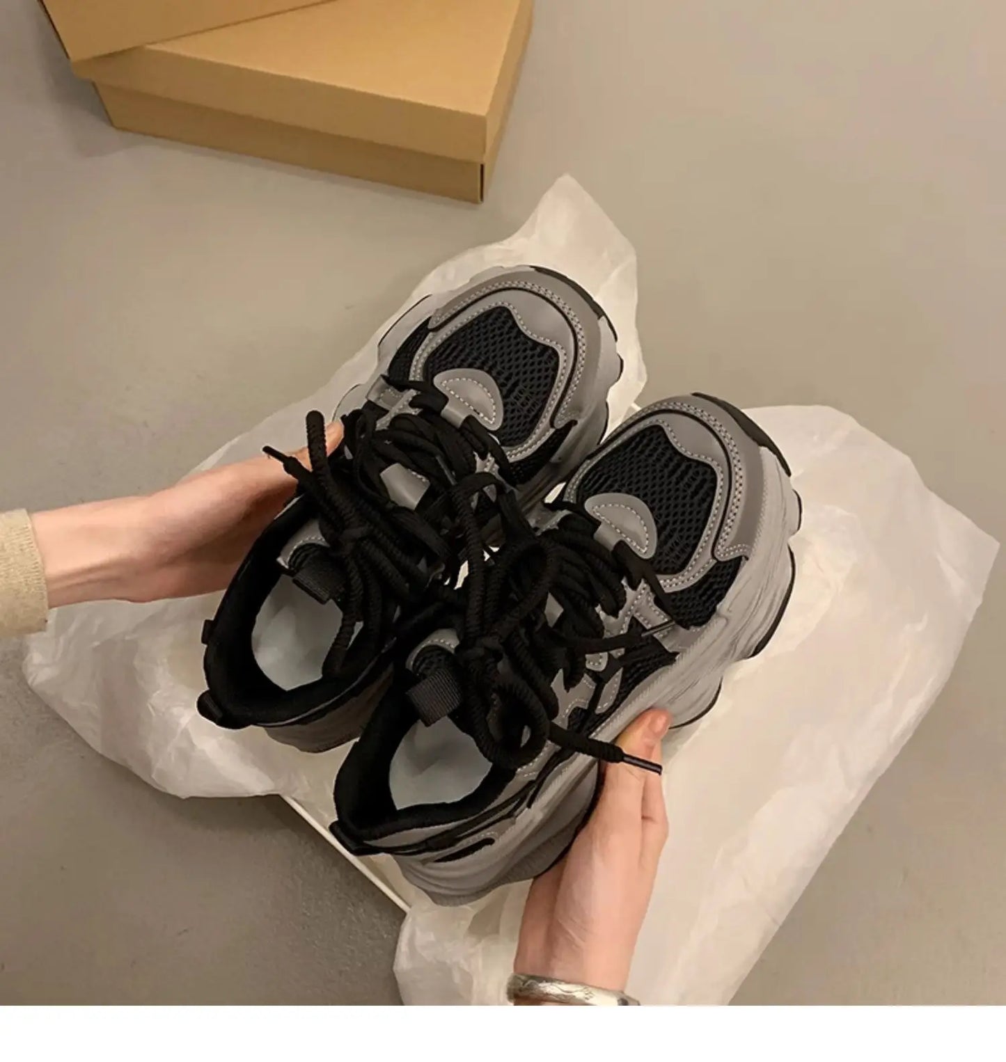 Sneakers Chunky Plataforma Mujer Primavera - Zapatillas Mesh Transpirables Antideslizantes