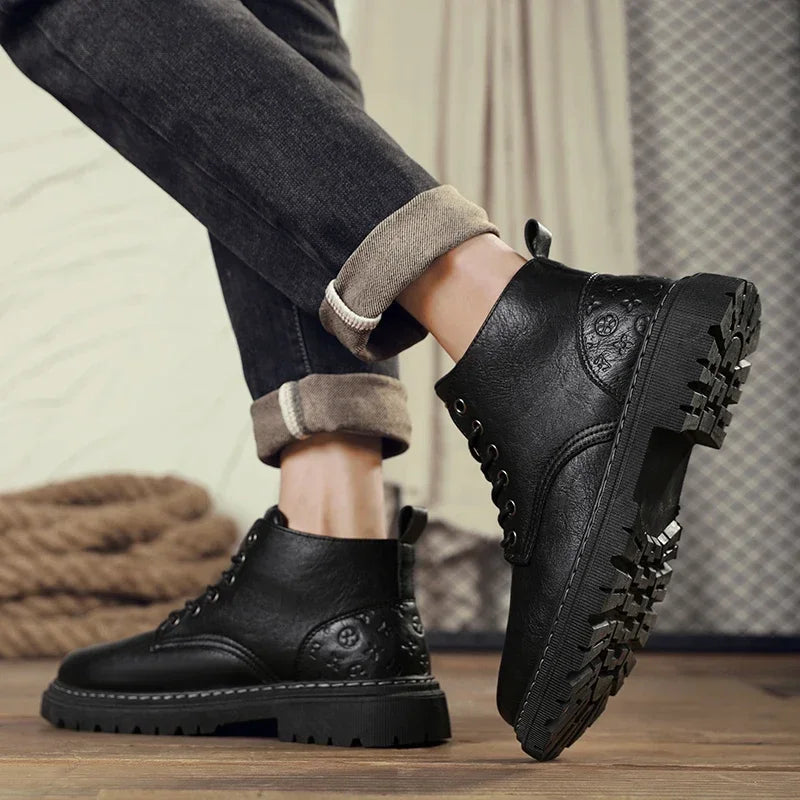 Botas Hombre 2024 Cuero Altas - Casual Fashion Retro All-Match Trabajo Desert