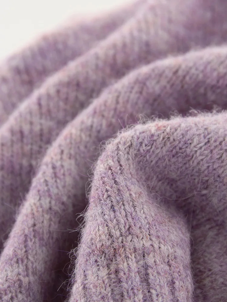 Jersey Mujer Invierno Flores Gris - Punto Holgado Cálido Vintage