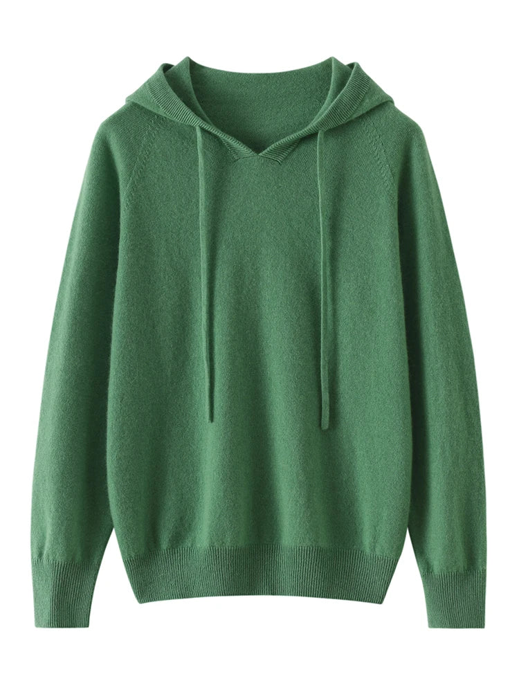 Sudadera Mujer Cashmere Capucha 100% - Pullover Punto Otoño Invierno Lujo
