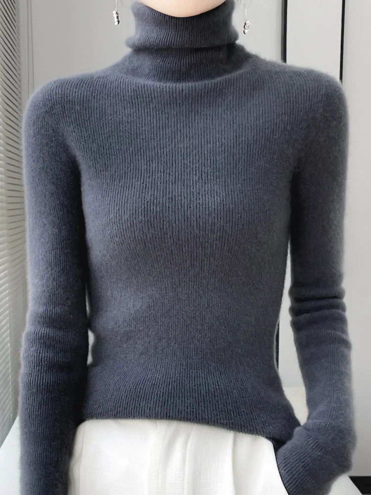 Suéter Mujer Lana Merino 100% Slim - Jersey Coreano Otoño Invierno