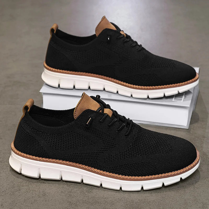 Zapatos Hombre Casual Clásicos - Transpirables Brogue Planos Acolchados Vestir Sneakers Ligeros