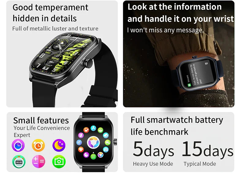 Smartwatch Hombre 2.01'' AMOLED Pantalla Curva - IP68 Bluetooth 5.3 Llamadas Asistente IA Fitness