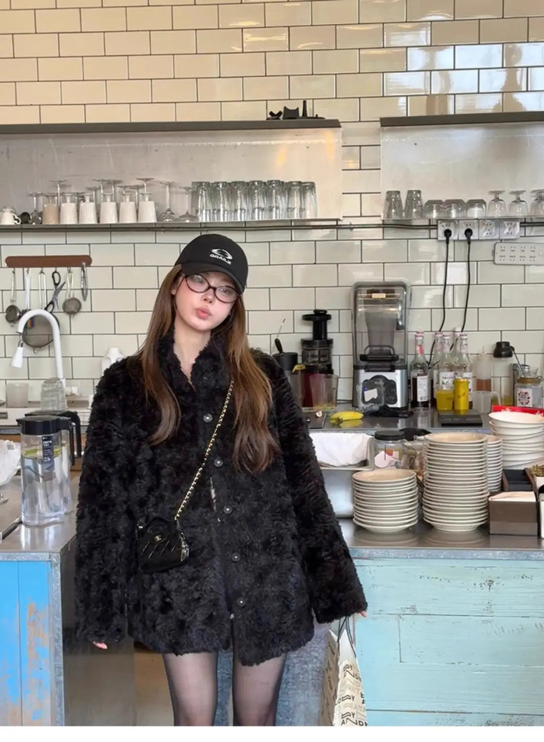 Chaqueta Piel Cordero Mujer Eco - Chaqueta Cuello Alto Coreana Invierno 2025