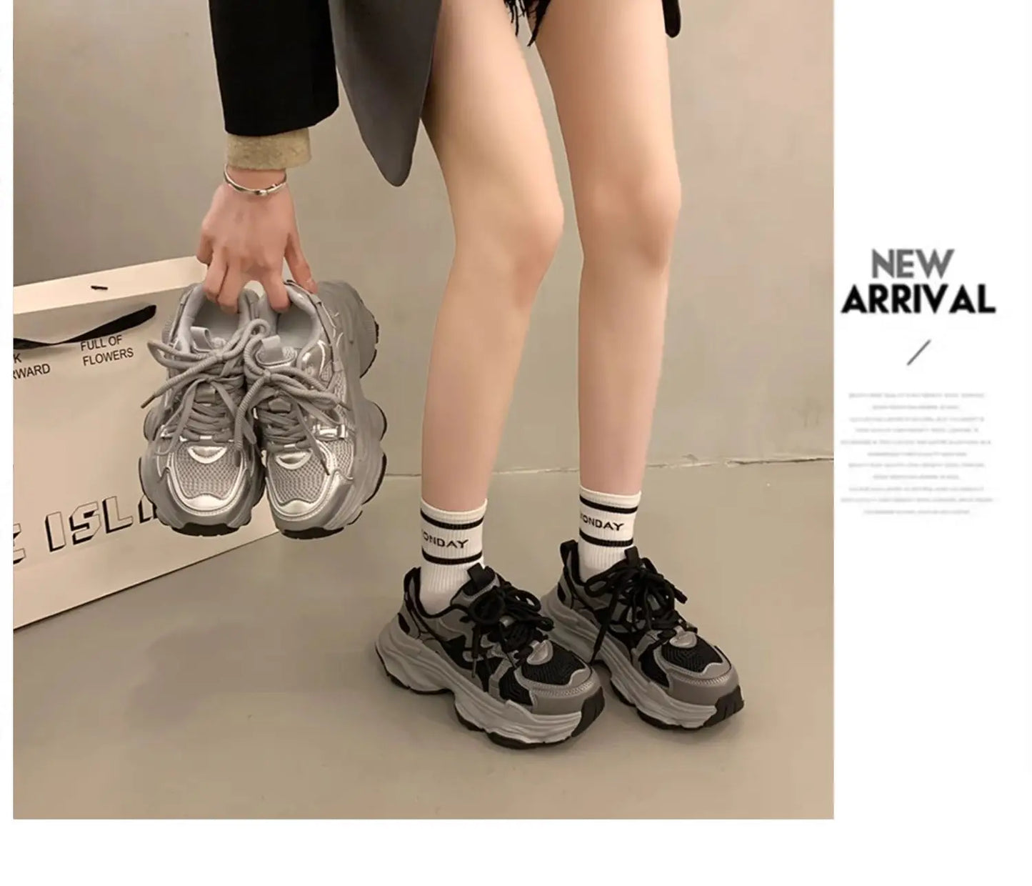 Sneakers Chunky Plataforma Mujer Primavera - Zapatillas Mesh Transpirables Antideslizantes