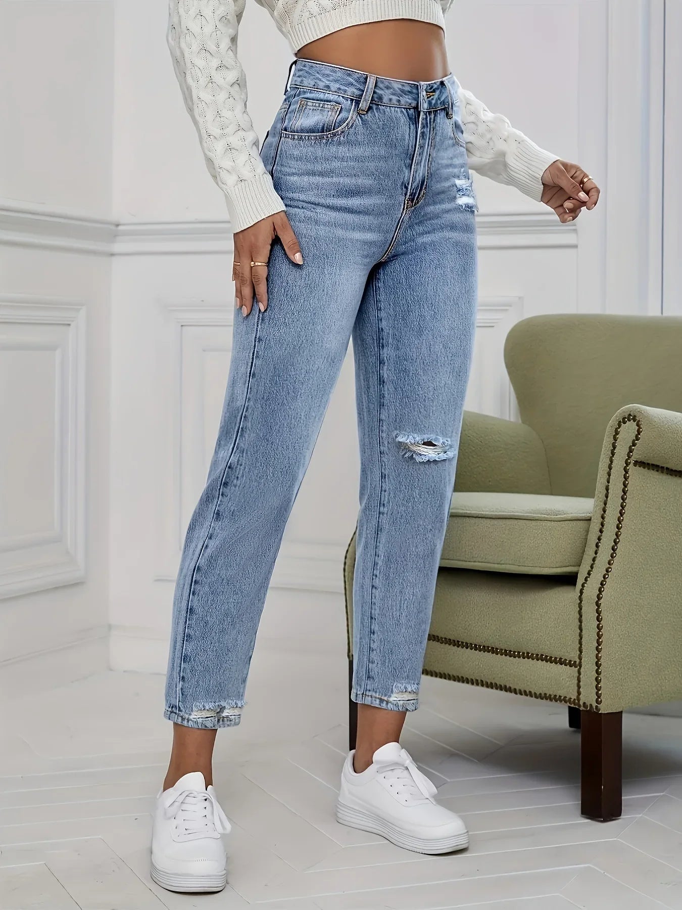 Vaqueros Mujer Rotos Primavera Verano - Jeans Pierna Recta Casual