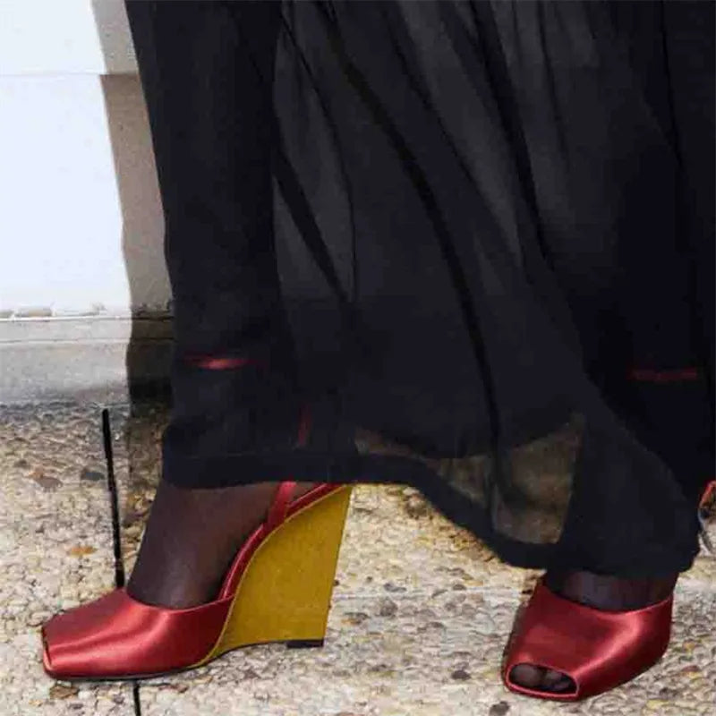 Sandalias Plataforma Mujer Satén 2025 - Zapatos Tacón Chunky Tiras Primavera