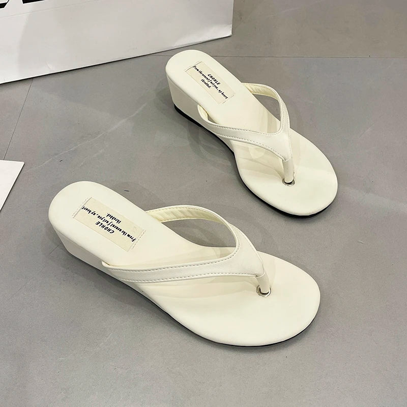 Sandalias Mujer Cuña - Chanclas Casuales Tacón Medio Verano
