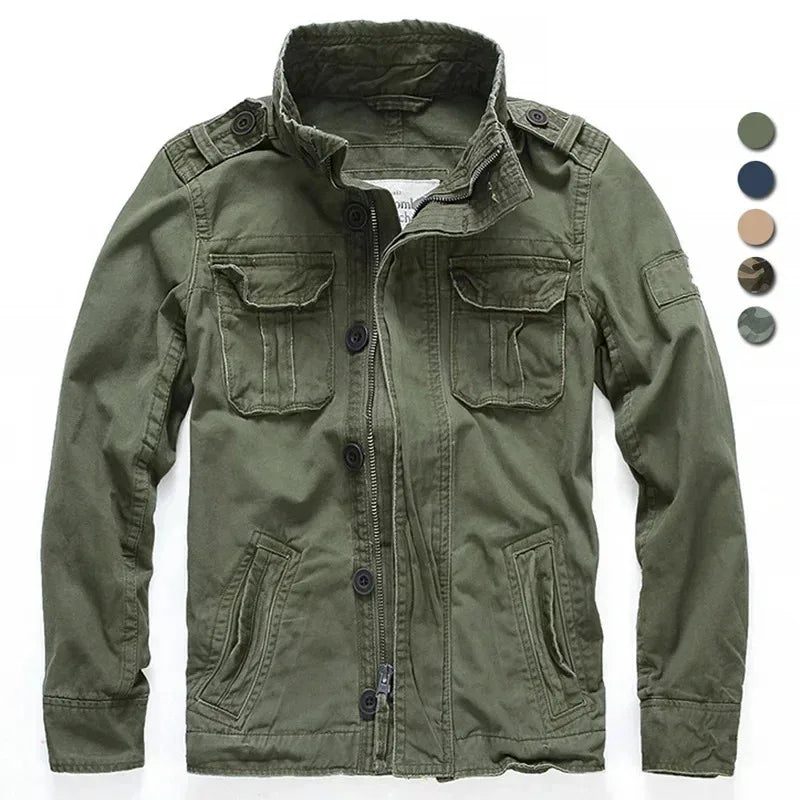 Chaqueta Hombre Denim Cargo M65 - Multi-Bolsillos Outdoor Casual Militar