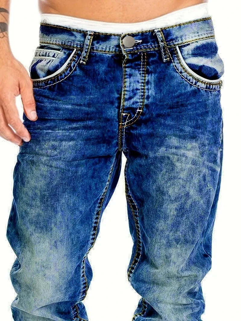 Vaqueros Hombre Europeos Americanos Otoño - Jeans Slim Elásticos Lavado Vintage Streetwear