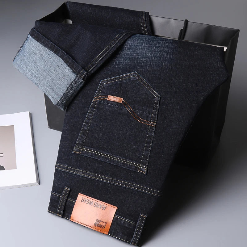 Vaqueros Hombre Business Stretch Slim - Jeans Casuales Clásicos Negro Azul