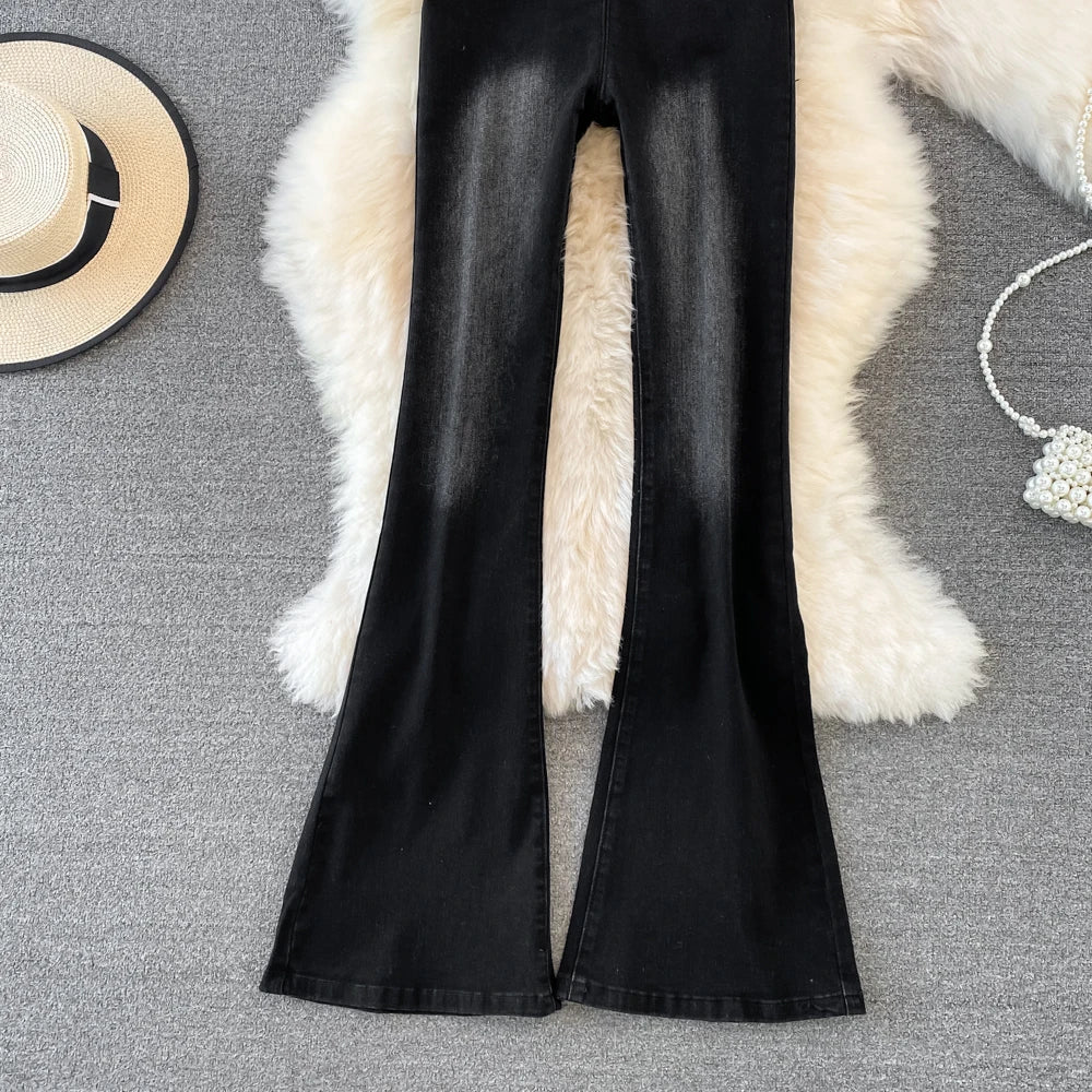 Jeans Acampanados Mujer Cintura Alta - Pantalón Coreano Otoño 2025