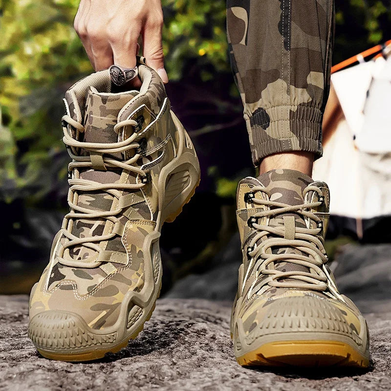 Botas Hombre Entrenamiento 2025 - High-Top Outdoor Antideslizantes Casual Platform Sneakers Designer Desert Camuflaje Tactical