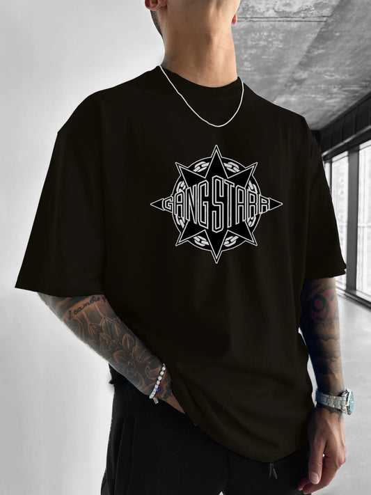 Camiseta Gang Starr Logo - Hombre Manga Corta Hip Hop Streetwear