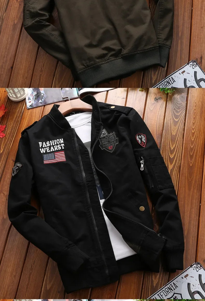 Chaqueta Bomber Hombre 2024 Bordado - Jacket Casual Cortavientos Slim
