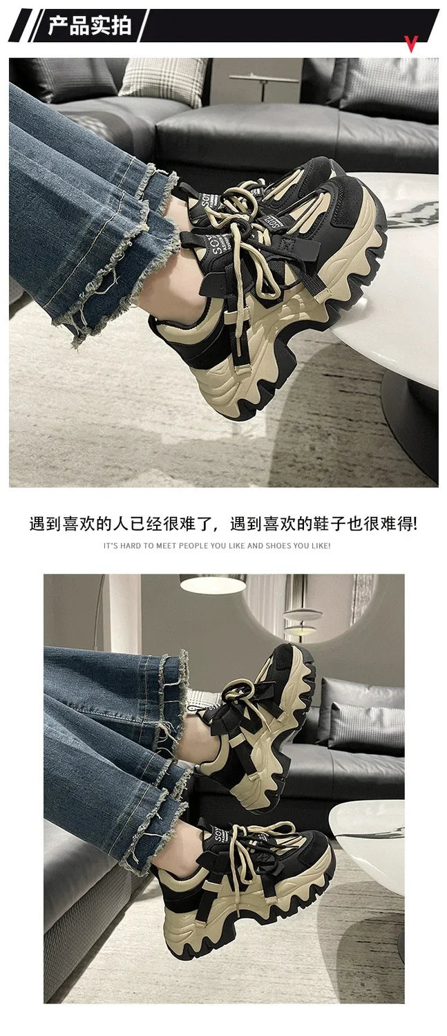 Sneakers Chunky Plataforma Mujer Otoño - Zapatillas Running Casual Cordones