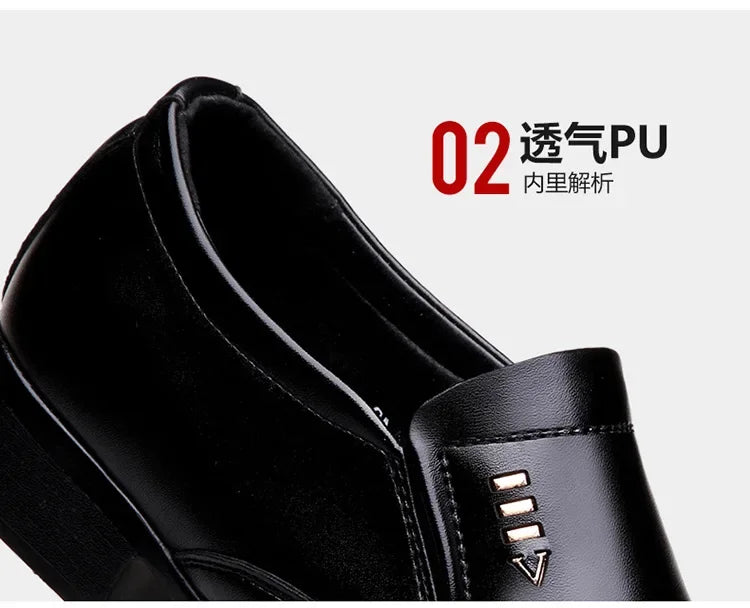 Zapatos Vestir Hombre Cuero PU Negro - Mocasines Oxford Punta Puntiaguda Boda Business