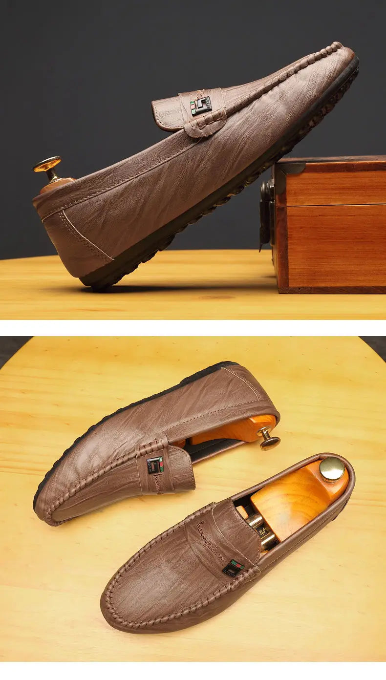 Mocasines Hombre Blancos Cuero - Vestir Casual Slip-On Primavera Otoño Designer