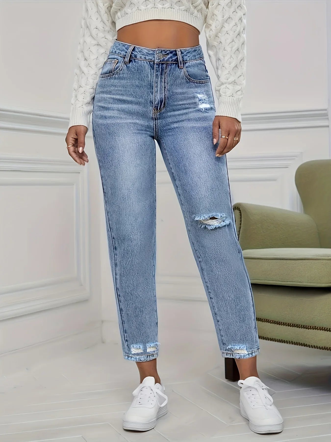 Vaqueros Mujer Rotos Primavera Verano - Jeans Pierna Recta Casual