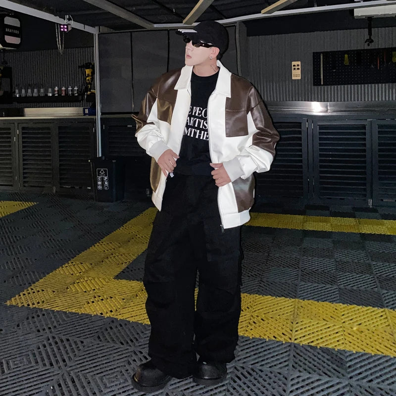 Chaqueta Cuero Hombre Motocicleta - Bomber Biker Otoño Invierno