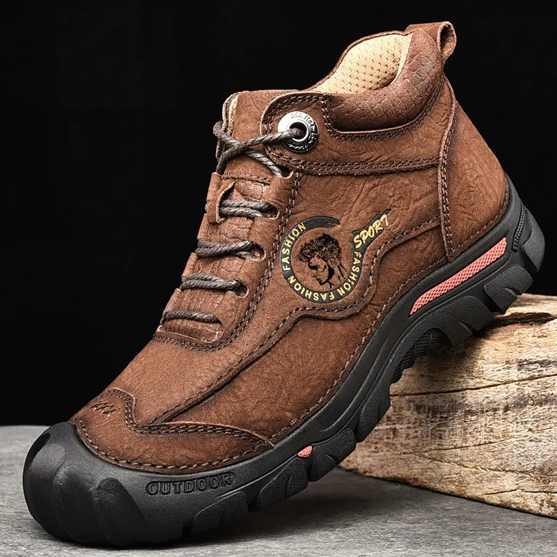 Botas Outdoor Hombre Cuero Genuino - Hiking Climbing Cálidas Invierno Nieve Plataforma